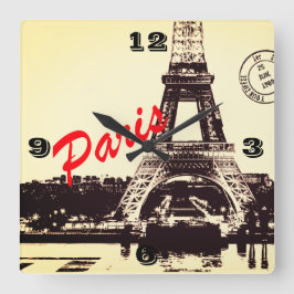 Horloge Carrée Poster de la tour Paris Eiffel