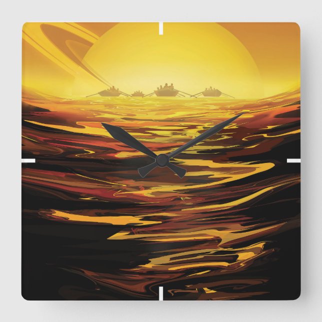 Horloge Carrée Poster de l'espace rétro - La plus grande lune de  (Recto)