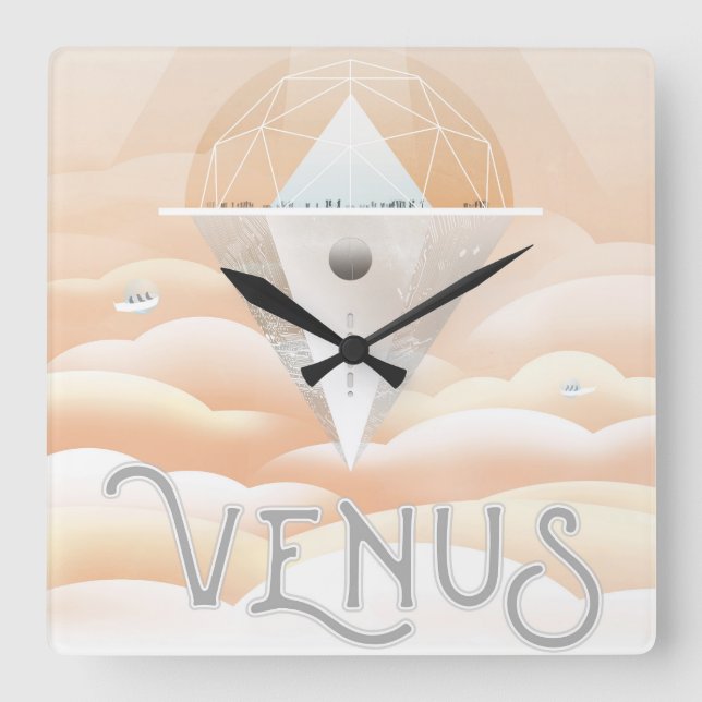 Horloge Carrée Poster-Observatoire Rétro Dans Le Système Solaire (Recto)