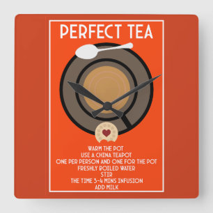 Horloge Carrée Poster Tea Wall Art