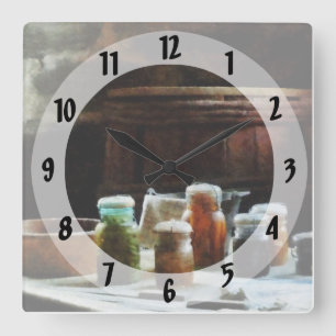 Horloge Carrée Pots De Cuisson Avec Légumes Colorés