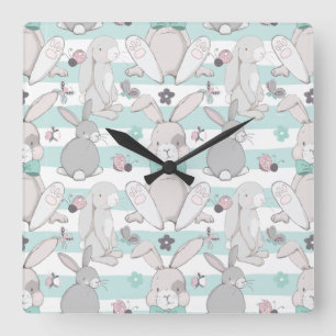 Horloge Carrée Poubelles de printemps
