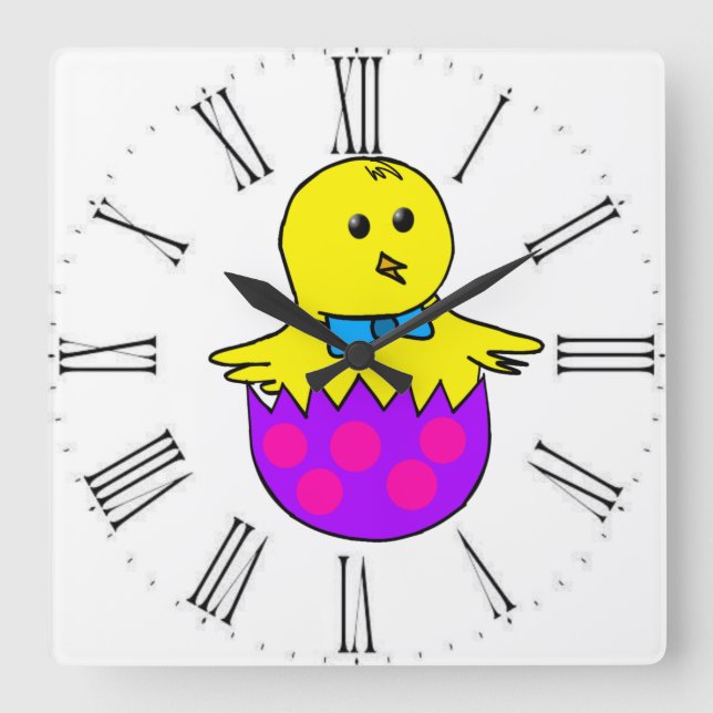 Horloge Carrée Poulet (Recto)