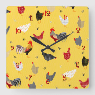 Horloge Carrée Poulet