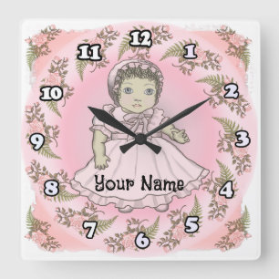 Horloge Carrée Poupée Bébé Fille