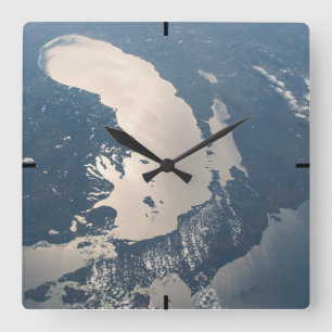 Horloge Carrée Poutres Sunglint Au Bord Du Lac Michigan