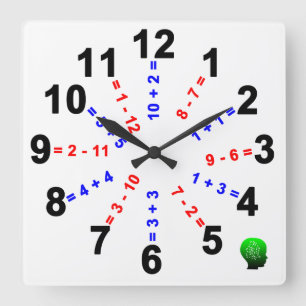 Horloge Carrée pré-maternelle et maternelle Math Clock-square