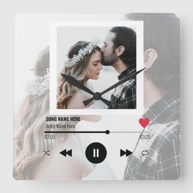 Horloge Carrée Première chanson de danse Wedding Anniversary  (Recto)