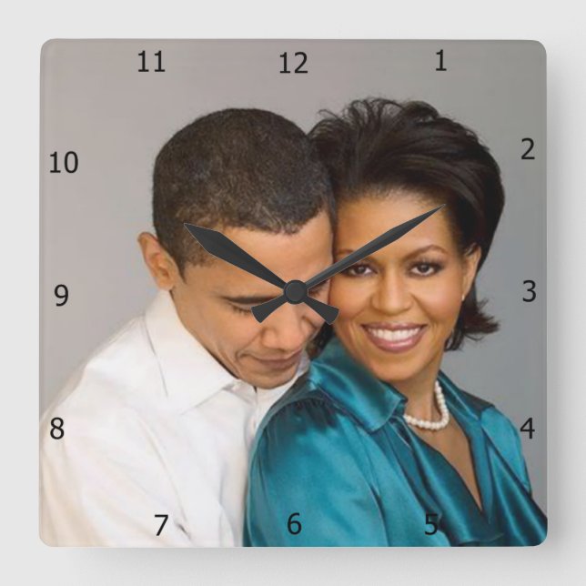 HORLOGE CARRÉE PRÉSIDENT ET MME. OBAMA (Recto)