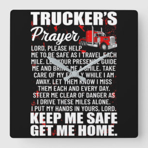 Horloge Carrée Prière des camions Gardez-moi en sécurité Ramen