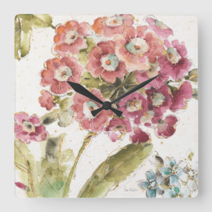 Horloge Carrée Primevère rose