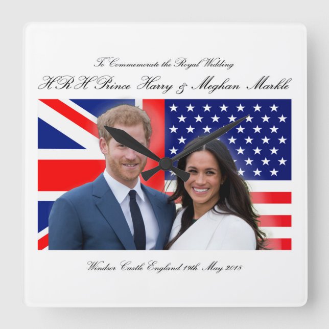 Horloge Carrée Prince royal Harry et Meghan Markle de mariage (Recto)