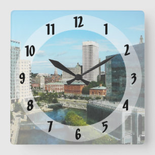 Horloge Carrée Providence RI Skyline