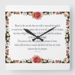 Horloge Carrée Psalm 1, Flower borders Colorful