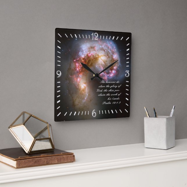 Horloge Carrée Psaumes 19 Inspirationnel (Bureau)