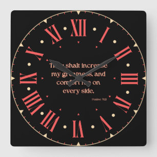 Horloge Carrée Psaumes 71:21 KJV Bible Verse Numéros romains