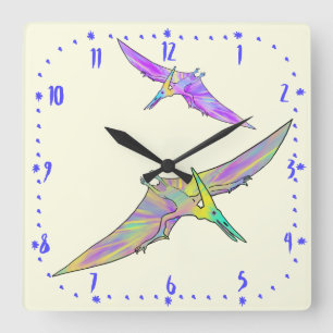 Horloge Carrée Pterodactyle préhistorique Dinosaure Enfants