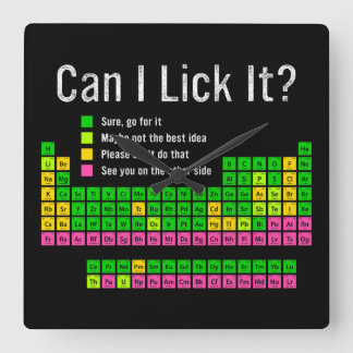 Horloge Carrée Puis-je le Lick Table périodique Enseignant Enfant