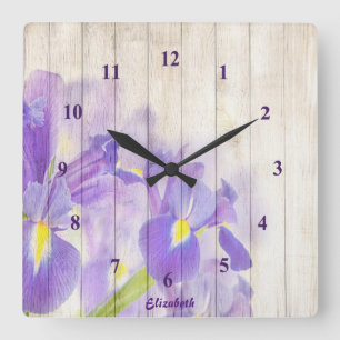 Horloge Carrée Purple Floral