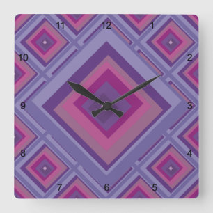 Horloge Carrée purple passion lavender fields diamond pattern art