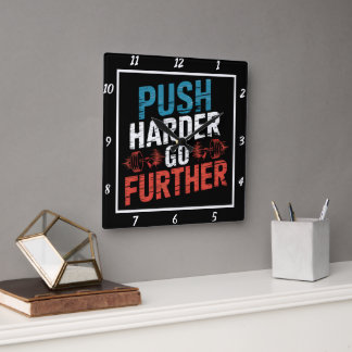Horloge Carrée Push Harder Aller Plus Loin