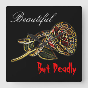 Horloge Carrée Python rose d'horloge de serpent