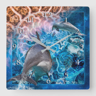 HORLOGE CARRÉE QUAND DOLPHINS RÊVE