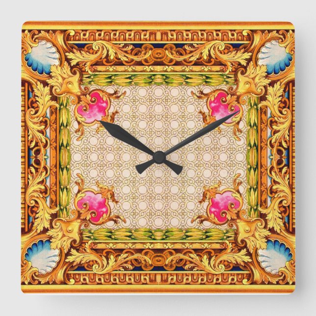 Horloge Carrée quatre coins Baroque (Recto)