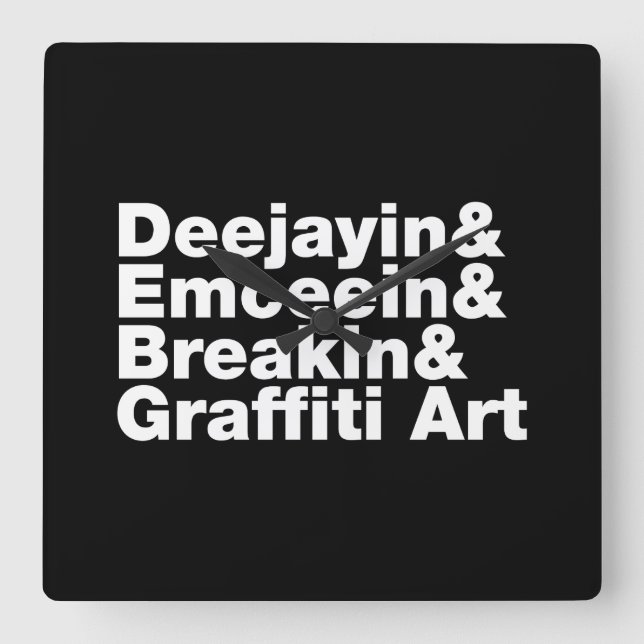 Horloge Carrée Quatre éléments de l'Hip hop (Recto)