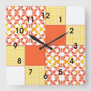 Horloge Carrée Quilt Block Pattern "Autumn Tints"