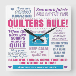 Horloge Carrée Quilters Règle Quilting