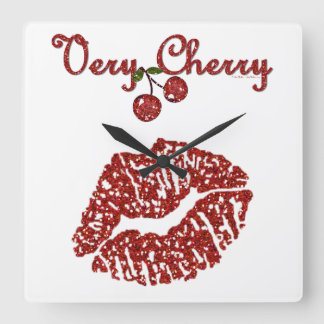 Horloge Carrée RAB Rockabilly très Cherry Kiss