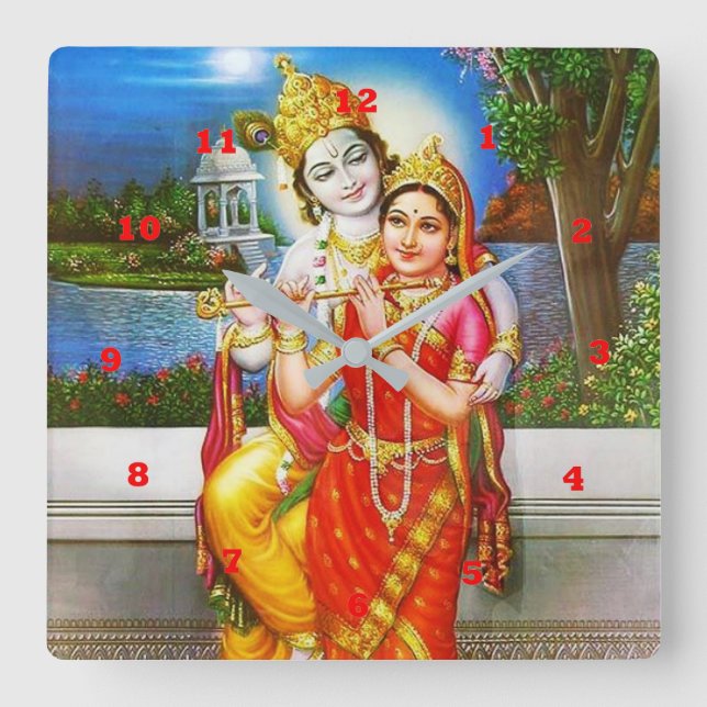 Horloge Carrée RADHA Krishna Flute Instrument Deity Holy (Recto)