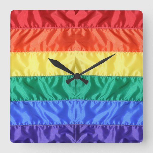 Horloge Carrée Rainbow Flag Gay pride LGBTQ L'amour LGBT (Recto)