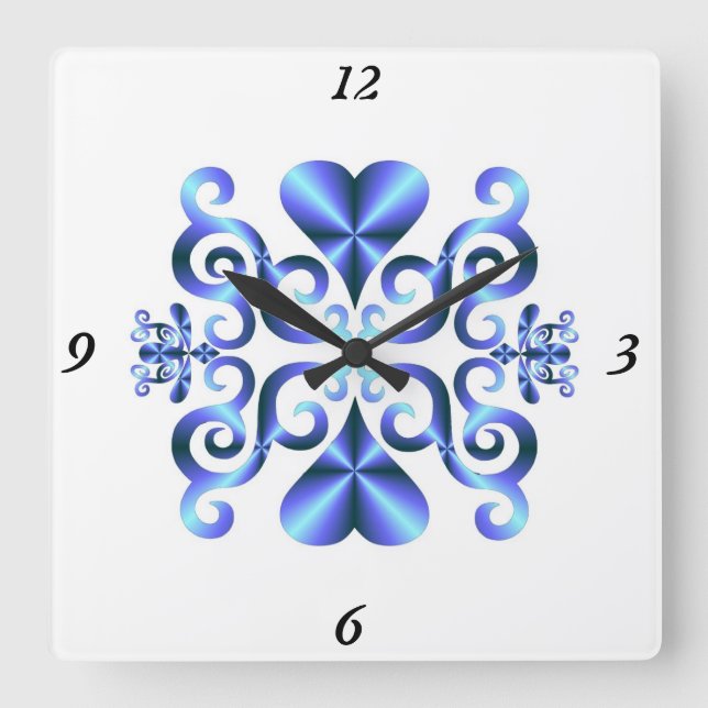 Horloge Carrée Rainbow Lily and Heart (Recto)