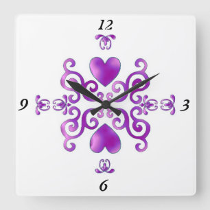 Horloge Carrée Rainbow Lily and Heart