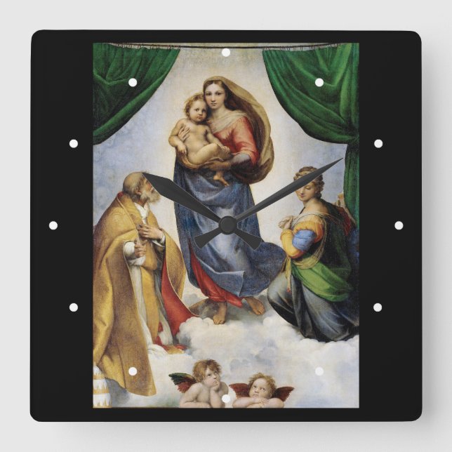 Horloge Carrée Raphael , Sistine Madonna (Recto)