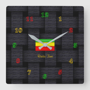 Horloge Carrée 'Rasta Time