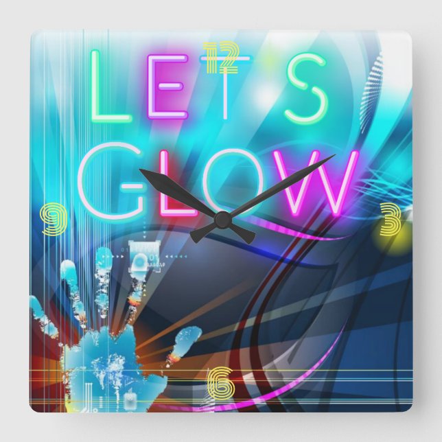 Horloge Carrée Rave On avec ce Neon Psychédélique look Fleur (Recto)