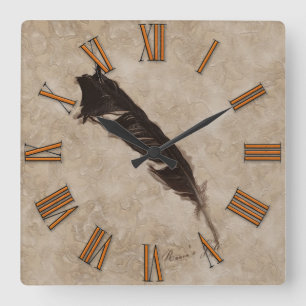 Horloge Carrée Raven's Feather Bird-lover Crow design