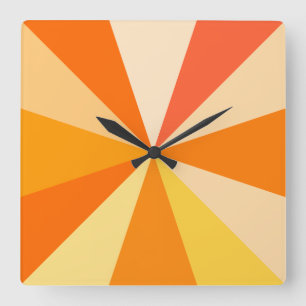 Horloge Carrée Rayons 60s géométriques géniaux modernes d'art 