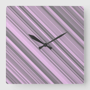 Horloge Carrée Rayures Gris Violet
