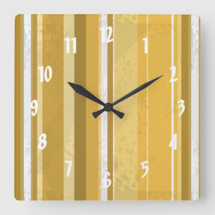 Horloge Carrée Rayures Jaune