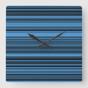 Horloge Carrée Rayures Noir Bleu