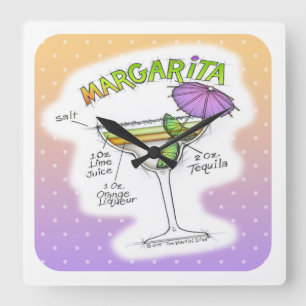 HORLOGE CARRÉE RECETTE DE MARGARITA ART COCKTAIL