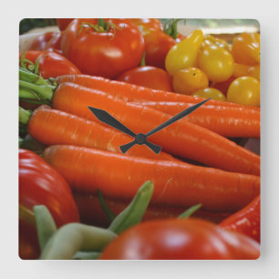 Horloge Carrée Récolte de légumes frais