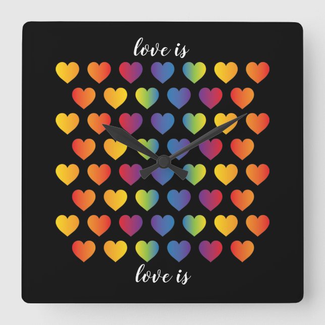 Horloge Carrée red heart witkel pattern (Recto)