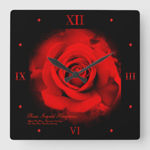 Horloge Carrée Red Rose : Acrylic Wall Clock