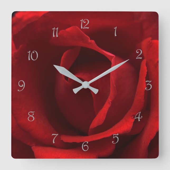 Horloge Carrée Red Rose Gris nombre de scripts wccn (Recto)