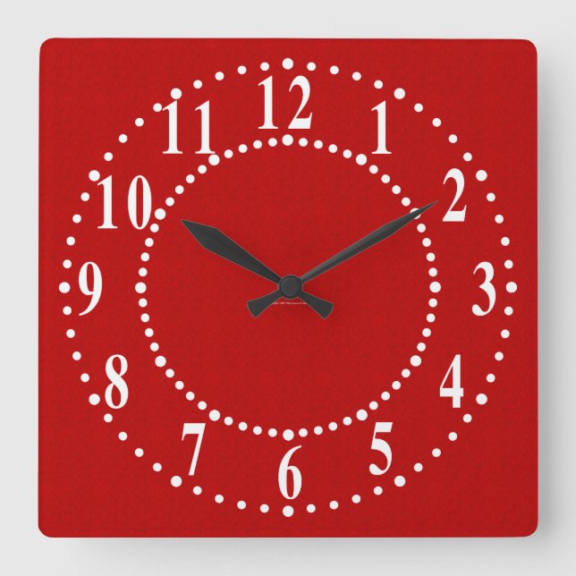 Horloge Carrée Red Satin Look Wall Clock (Recto)